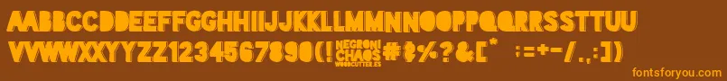 フォントNegroni Chaos – オレンジ色の文字が茶色の背景にあります。