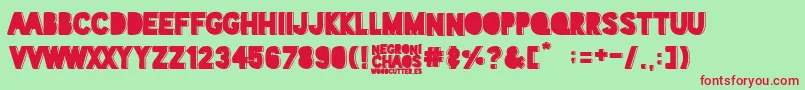 Negroni Chaos Font – Red Fonts on Green Background