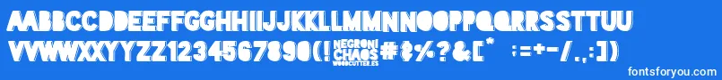 Police Negroni Chaos – polices blanches sur fond bleu