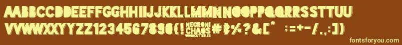 Negroni Chaos-fontti – keltaiset fontit ruskealla taustalla