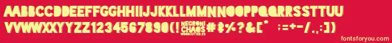 Negroni Chaos-Schriftart – Gelbe Schriften auf rotem Hintergrund