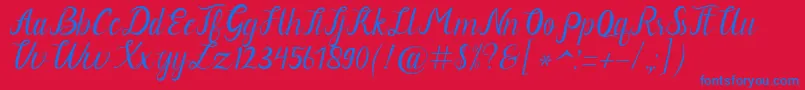 Neguhetty Font – Blue Fonts on Red Background