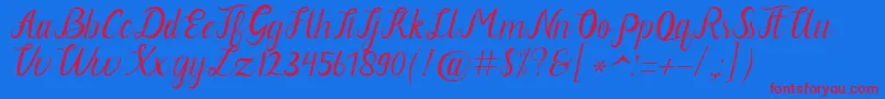 Neguhetty-Schriftart – Rote Schriften auf blauem Hintergrund