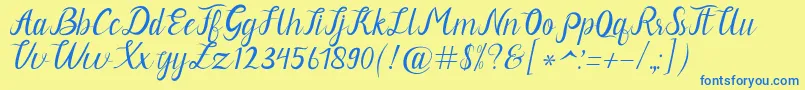Neguhetty Font – Blue Fonts on Yellow Background