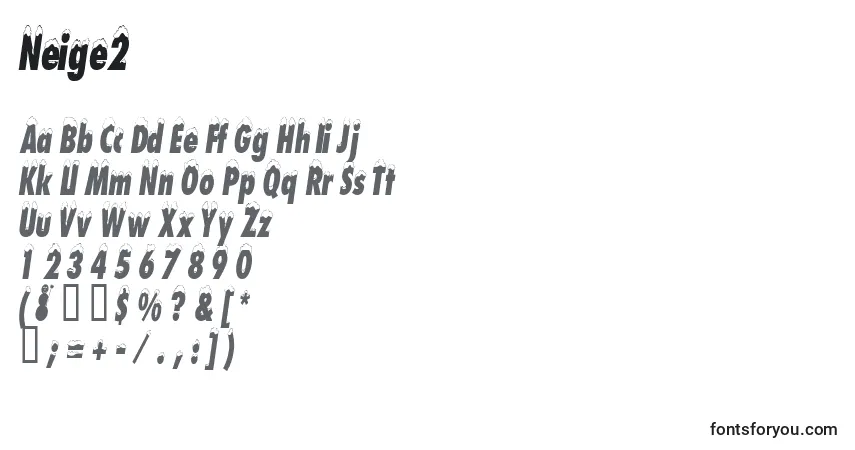 Schriftart Neige2   – Alphabet, Zahlen, spezielle Symbole