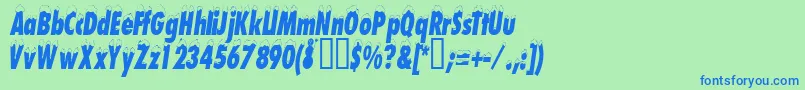 Neige2  -Schriftart – Blaue Schriften auf grünem Hintergrund