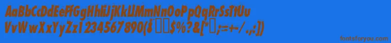 Neige2  -Schriftart – Braune Schriften auf blauem Hintergrund