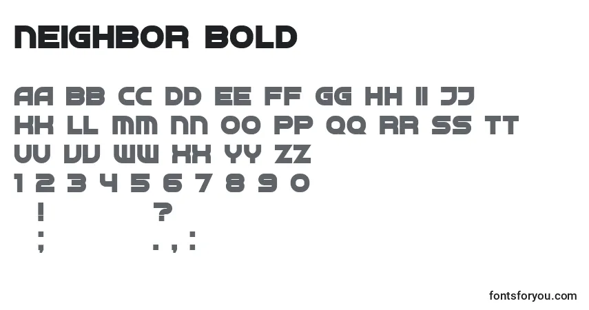 Schriftart Neighbor Bold – Alphabet, Zahlen, spezielle Symbole