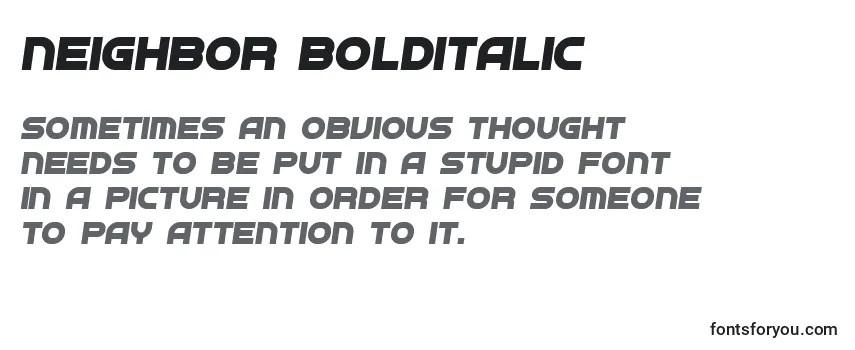 Review of the Neighbor BoldItalic Font