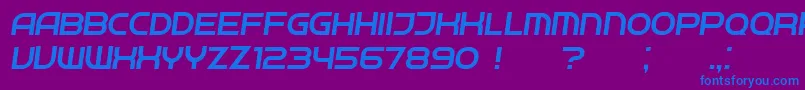 フォントNeighbor LightItalic – 紫色の背景に青い文字