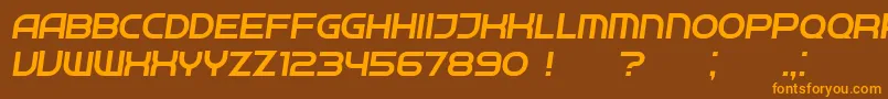 Neighbor LightItalic-Schriftart – Orangefarbene Schriften auf braunem Hintergrund