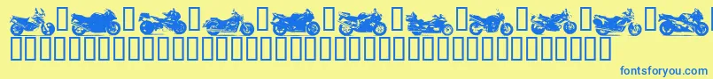 Motorbikez-Schriftart – Blaue Schriften auf gelbem Hintergrund