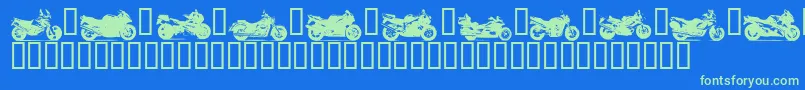 Police Motorbikez – polices vertes sur fond bleu