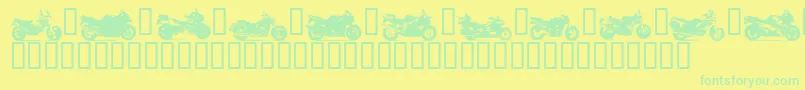 Fonte Motorbikez – fontes verdes em um fundo amarelo