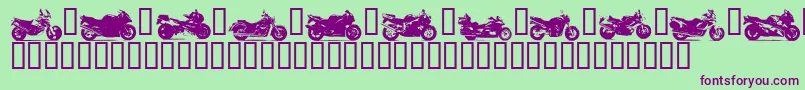 Motorbikez-Schriftart – Violette Schriften auf grünem Hintergrund
