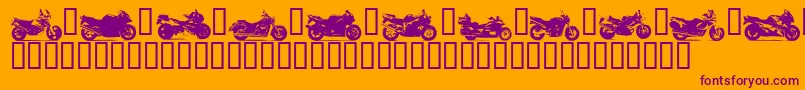 Czcionka Motorbikez – fioletowe czcionki na pomarańczowym tle