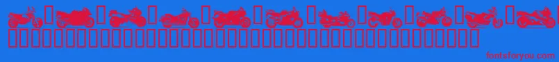 フォントMotorbikez – 赤い文字の青い背景