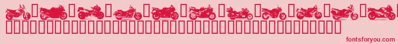 フォントMotorbikez – ピンクの背景に赤い文字