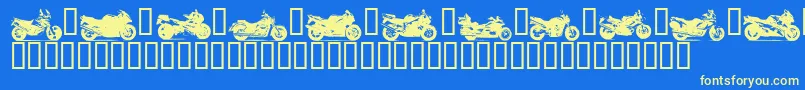 フォントMotorbikez – 黄色の文字、青い背景