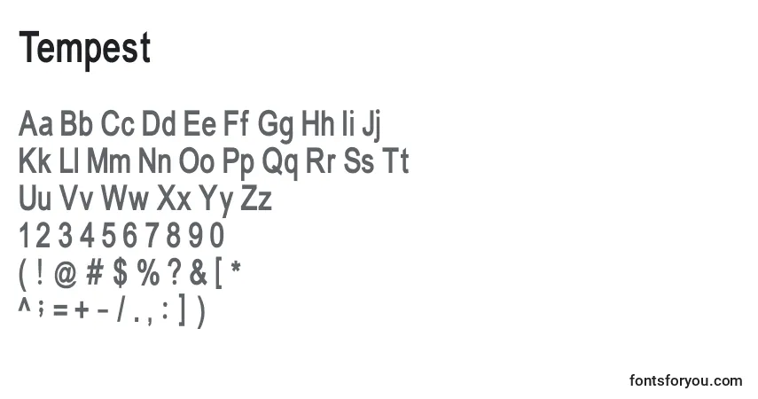 Fuente Tempest - alfabeto, números, caracteres especiales