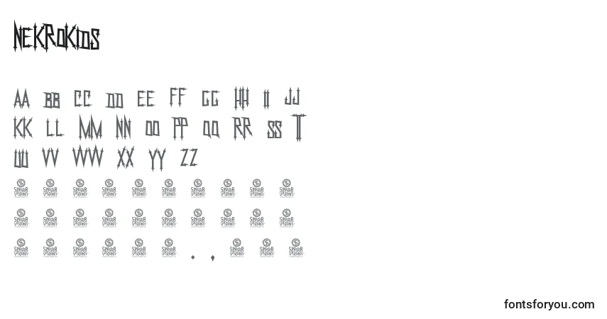 NekroKids (135401)-fontti – aakkoset, numerot, erikoismerkit