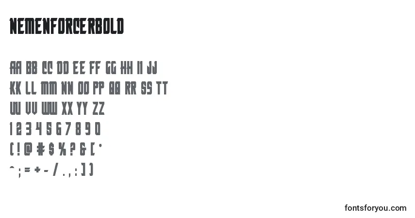 Шрифт Nemenforcerbold (135405) – алфавит, цифры, специальные символы