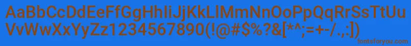 フォントnemenforcerboldexp – 茶色の文字が青い背景にあります。