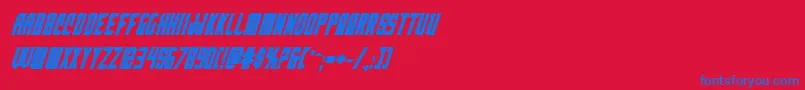 nemenforcerboldital-Schriftart – Blaue Schriften auf rotem Hintergrund