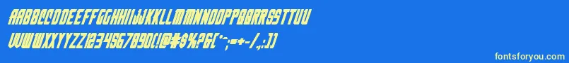 nemenforcerboldital-Schriftart – Gelbe Schriften auf blauem Hintergrund