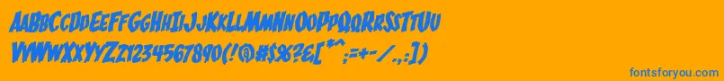 フォントBucketOBloodItalic – オレンジの背景に青い文字