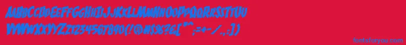 BucketOBloodItalic Font – Blue Fonts on Red Background