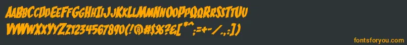 BucketOBloodItalic-Schriftart – Orangefarbene Schriften auf schwarzem Hintergrund
