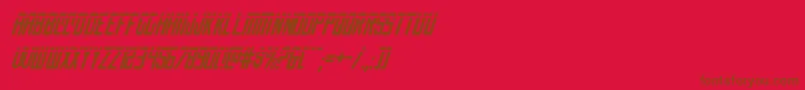 nemenforcerlaserital-Schriftart – Braune Schriften auf rotem Hintergrund