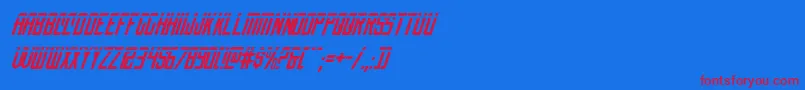 nemenforcerlaserital-Schriftart – Rote Schriften auf blauem Hintergrund