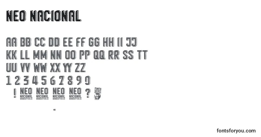 Шрифт Neo Nacional – алфавит, цифры, специальные символы