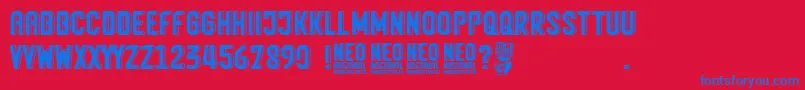 フォントNeo Nacional – 赤い背景に青い文字
