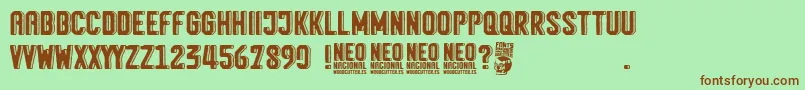 Neo Nacional-fontti – ruskeat fontit vihreällä taustalla