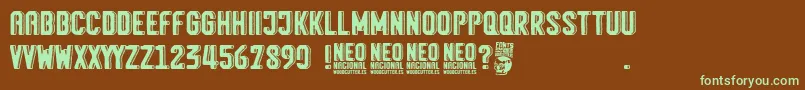 Neo Nacional Font – Green Fonts on Brown Background