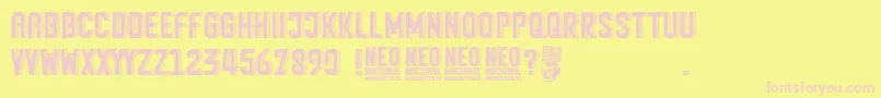 フォントNeo Nacional – ピンクのフォント、黄色の背景