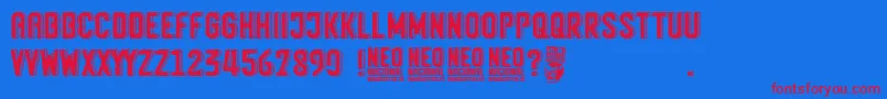 Neo Nacional Font – Red Fonts on Blue Background