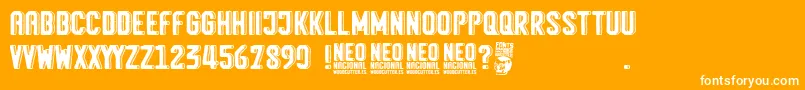 Neo Nacional-Schriftart – Weiße Schriften auf orangefarbenem Hintergrund