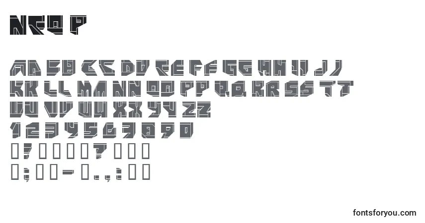 Schriftart NEO P    – Alphabet, Zahlen, spezielle Symbole