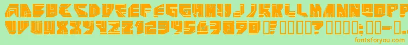 NEO P   -Schriftart – Orangefarbene Schriften auf grünem Hintergrund