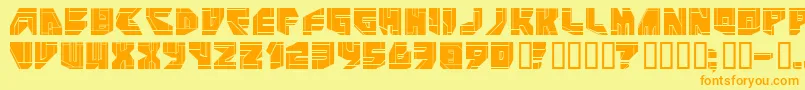 NEO P   -Schriftart – Orangefarbene Schriften auf gelbem Hintergrund
