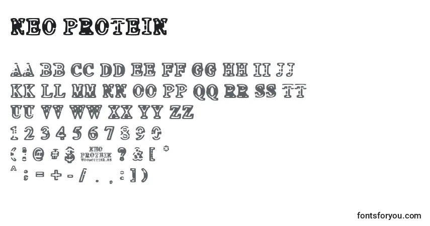 Schriftart NEO PROTEIN – Alphabet, Zahlen, spezielle Symbole