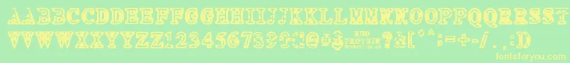 NEO PROTEIN-Schriftart – Gelbe Schriften auf grünem Hintergrund