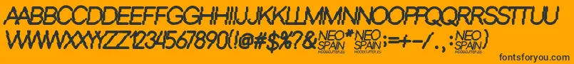 Neo Spain-fontti – mustat fontit oranssilla taustalla