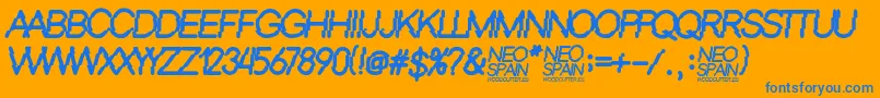 Czcionka Neo Spain – niebieskie czcionki na pomarańczowym tle