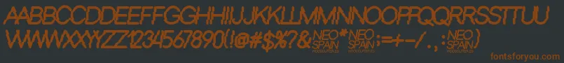 Neo Spain-Schriftart – Braune Schriften auf schwarzem Hintergrund
