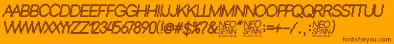 Fonte Neo Spain – fontes marrons em um fundo laranja